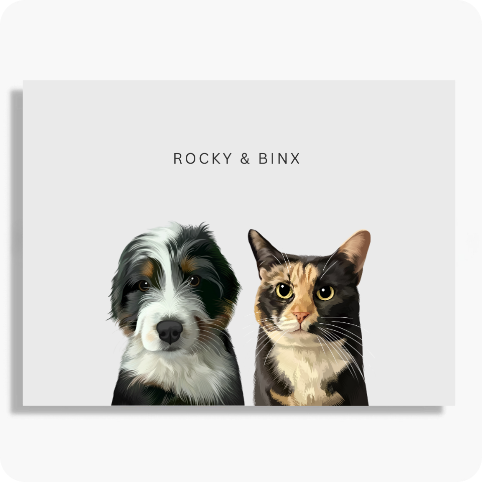 Hand-Drawn Two Pet Portrait